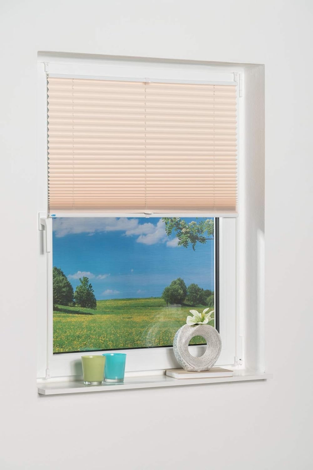 K-home Klemmfix-Plissee Palma Creme 90 x 130 cm +++Verdunklung+++ 90 x 130 cm Creme, 90 x 130 cm Cre