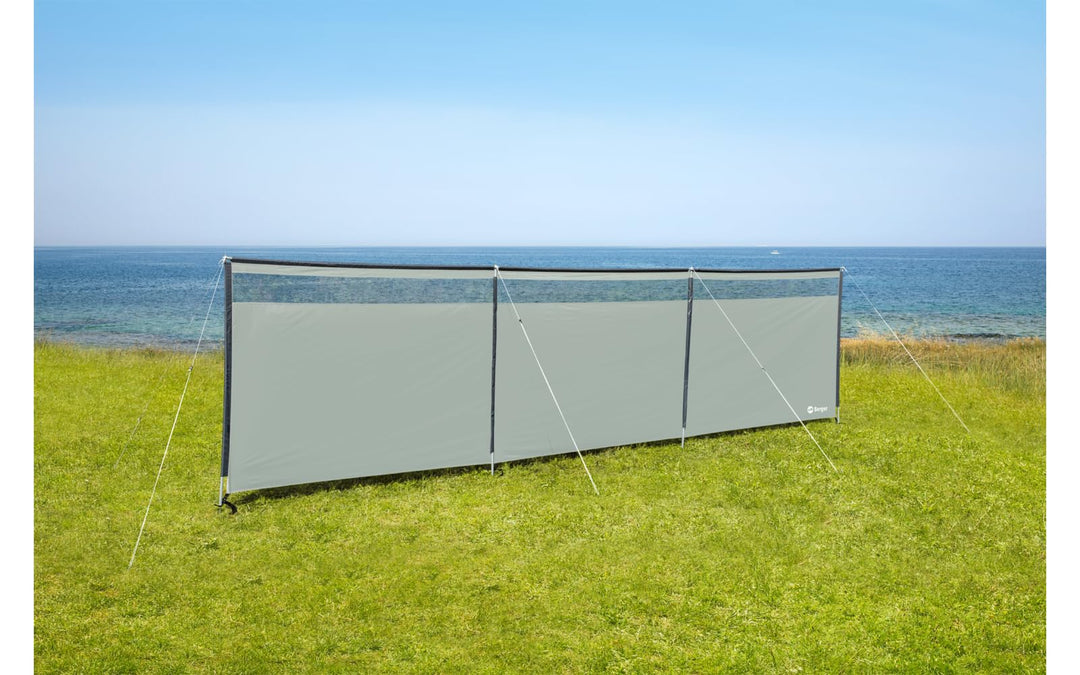 BERGER Windschutz Panorama 600 x 150 cm - Sichtschutz für Strand, Camping und Garten - Grau oder Grü