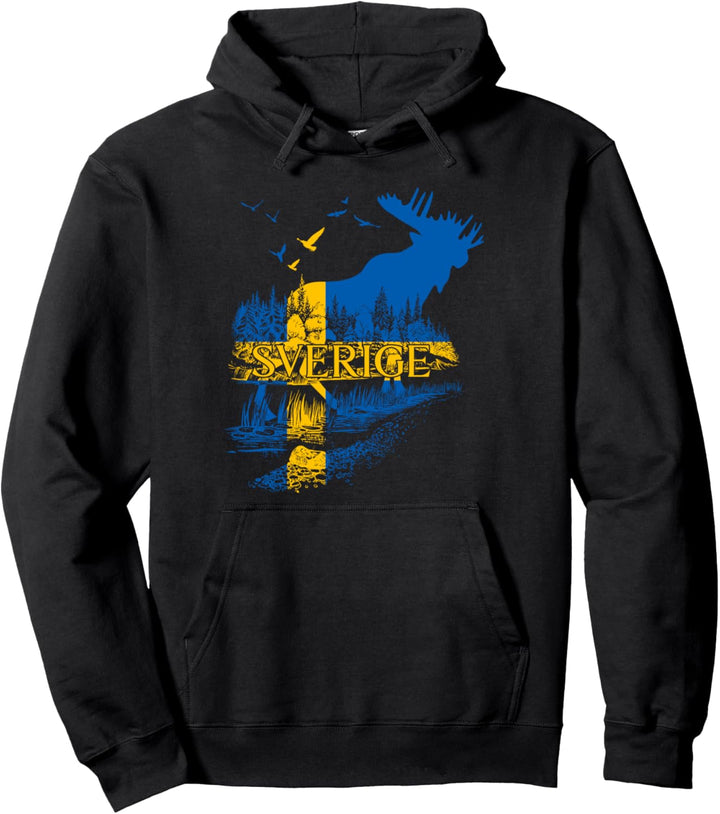 SCHWEDEN FAHNE SVERIGE FLAGGE ELCH SCHWEDEN Pullover Hoodie