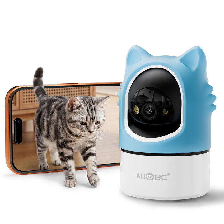 ALIOBC Haustierkamera 2K Indoor-Katzenkamera mit automatischer Verfolgung für Katzen, Katzenlaser, B