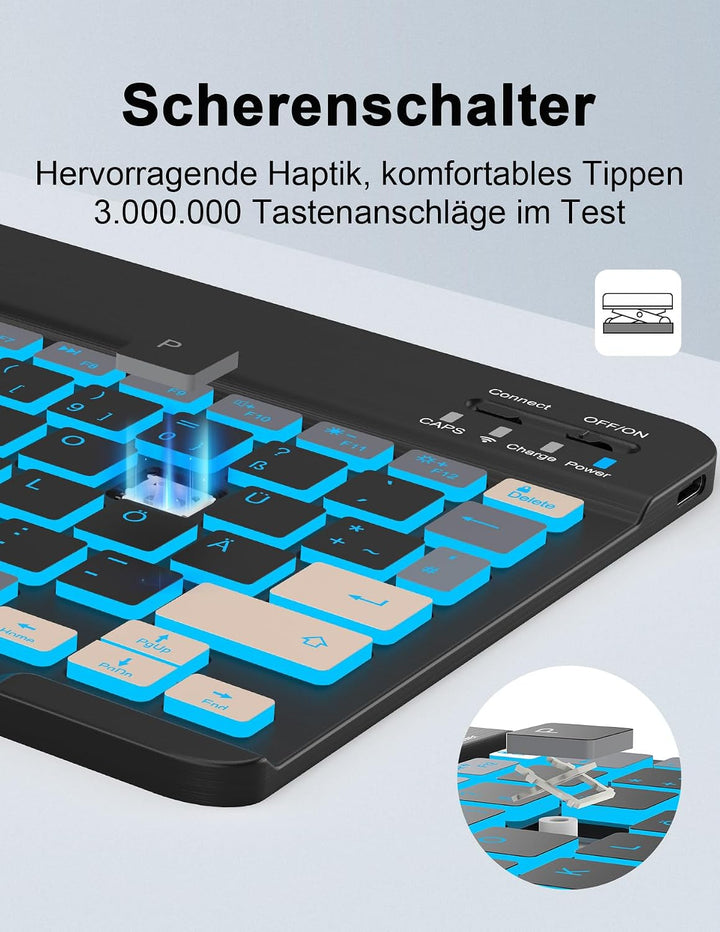LAMA Kabellose Bluetooth Tastatur &amp; Maus, wiederaufladbare Universal Tablet Tastatur, kompatible mit