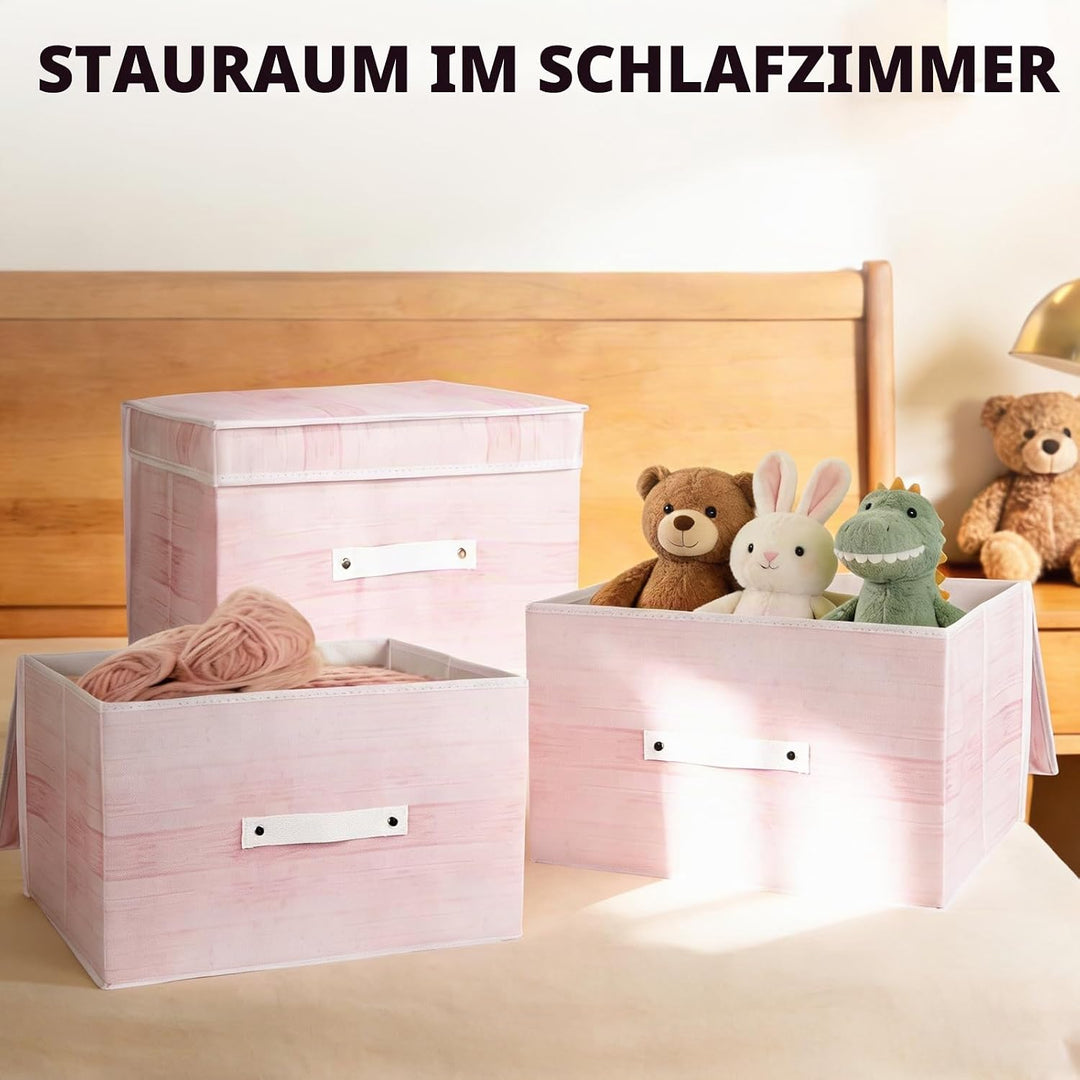 Aufbewahrungsfächer mit Deckeln 3 Packung,Stoff Aufbewahrungskorb für klappbare mittlere Leinwand Au