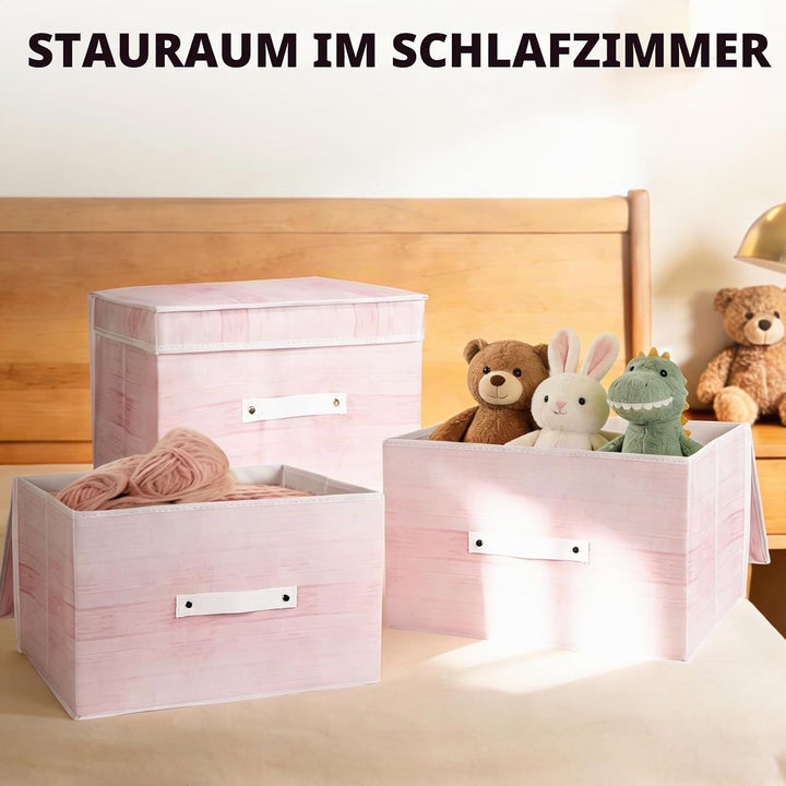 Aufbewahrungsfächer mit Deckeln 3 Packung,Stoff Aufbewahrungskorb für klappbare mittlere Leinwand Au