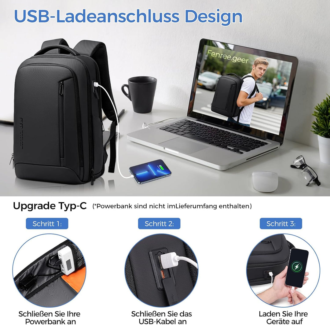 Arbeitstasche Herren - Laptop Rucksack 17 Zoll Business Rucksack Herren,Wasserdichter Laptoptasche f