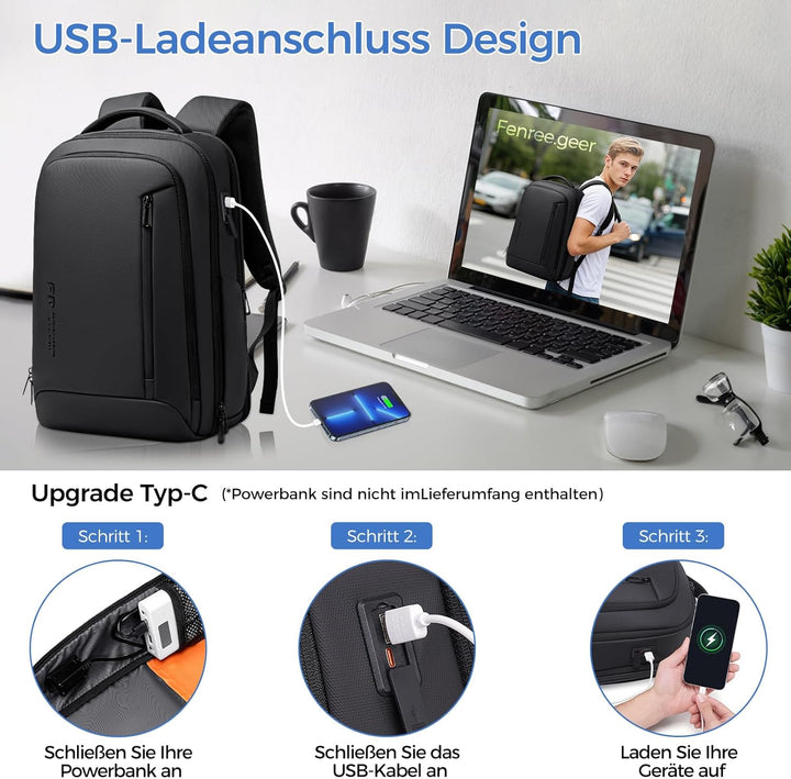Arbeitstasche Herren - Laptop Rucksack 17 Zoll Business Rucksack Herren,Wasserdichter Laptoptasche f