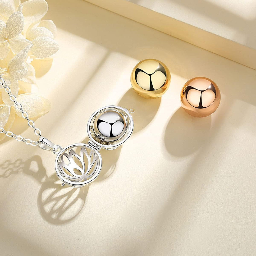 EUDORA Harmony Ball Asche Urnen Kette für Damen, Einäscherung Schmuck Silber Verkupfert Memorial Urn