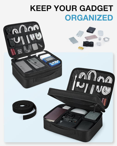 bagsmart Kabeltasche, Doppelte Schichte Elektronik Organizer Reise Elektronische Tasche für Kabel, L