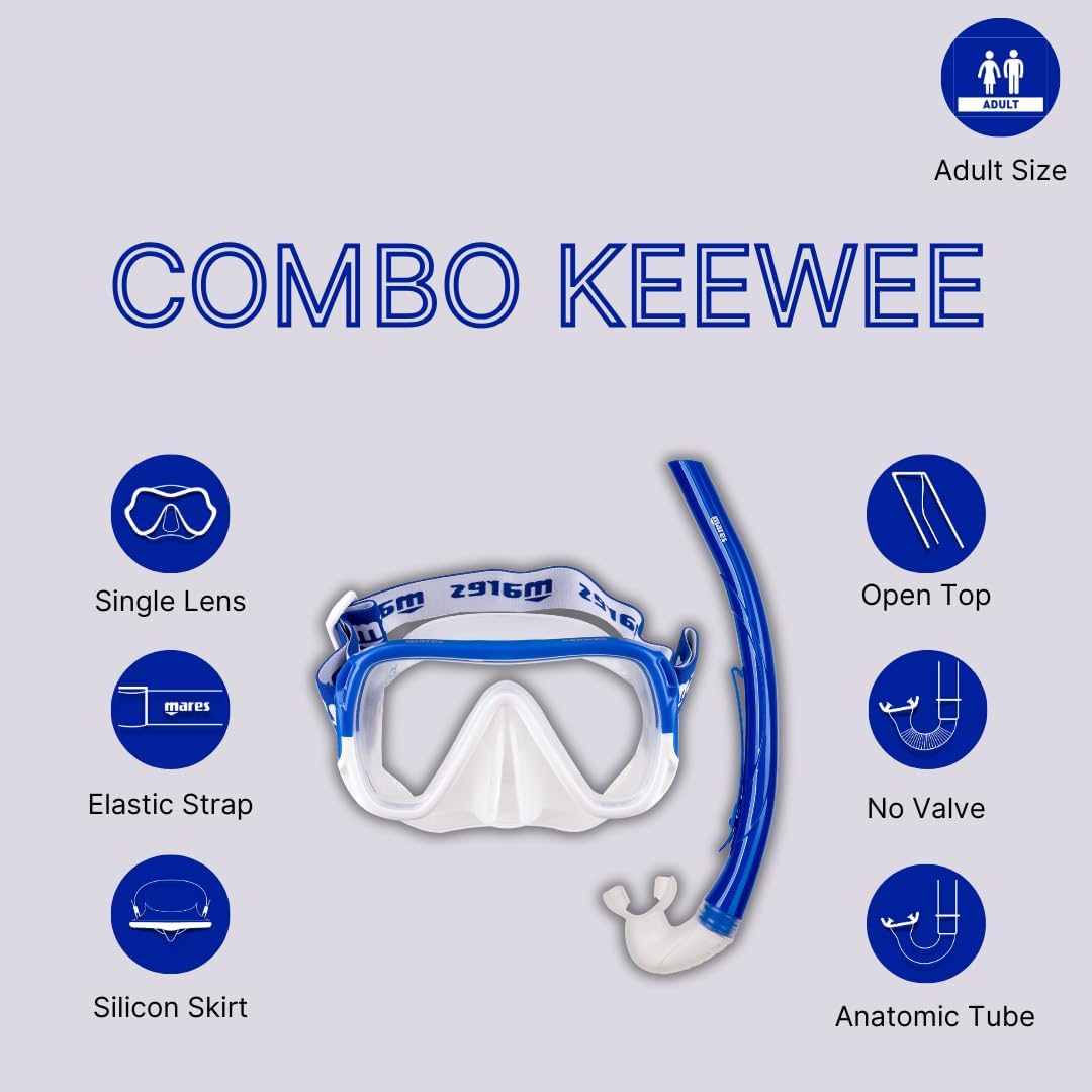 Mares Aquazone Combo Keewee, Combo bestehend aus Maske und Schnorchel für Erwachsene - Unisex Unisex