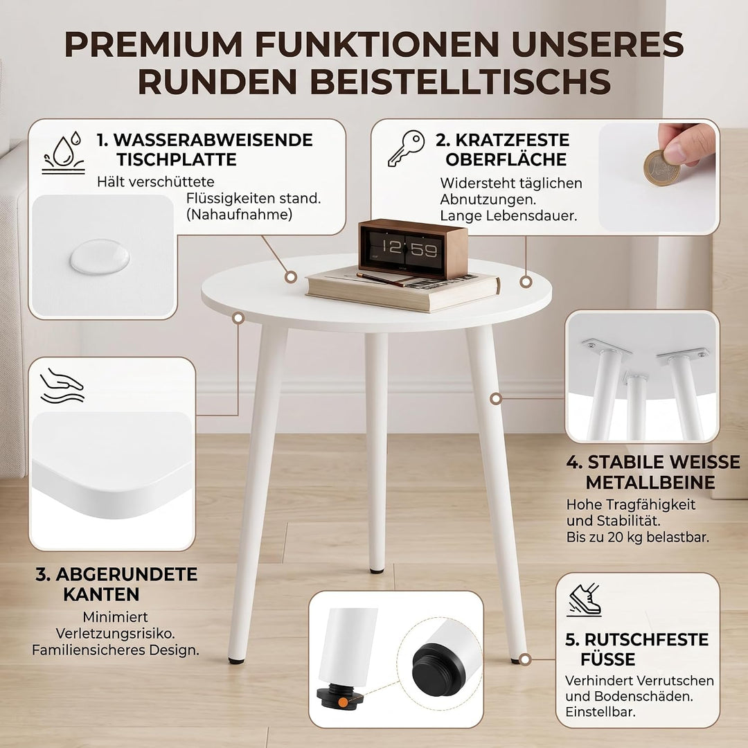 APICIZON Beistelltisch, Couchtisch rund Ø 42 cm, Höhe 51 cm, Sofatisch mit Beinen aus Massivholz, Sk