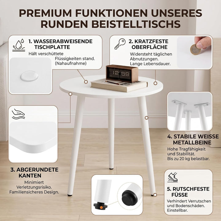 APICIZON Beistelltisch, Couchtisch rund Ø 42 cm, Höhe 51 cm, Sofatisch mit Beinen aus Massivholz, Sk