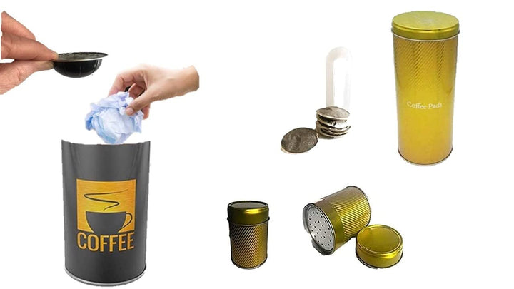 Premium Paddose für 20 Kaffeepads GOLD S +Tisch Abfallbehälter ohne Deckel mit Ø 8,5 x 9 cm, 0.5 Lit