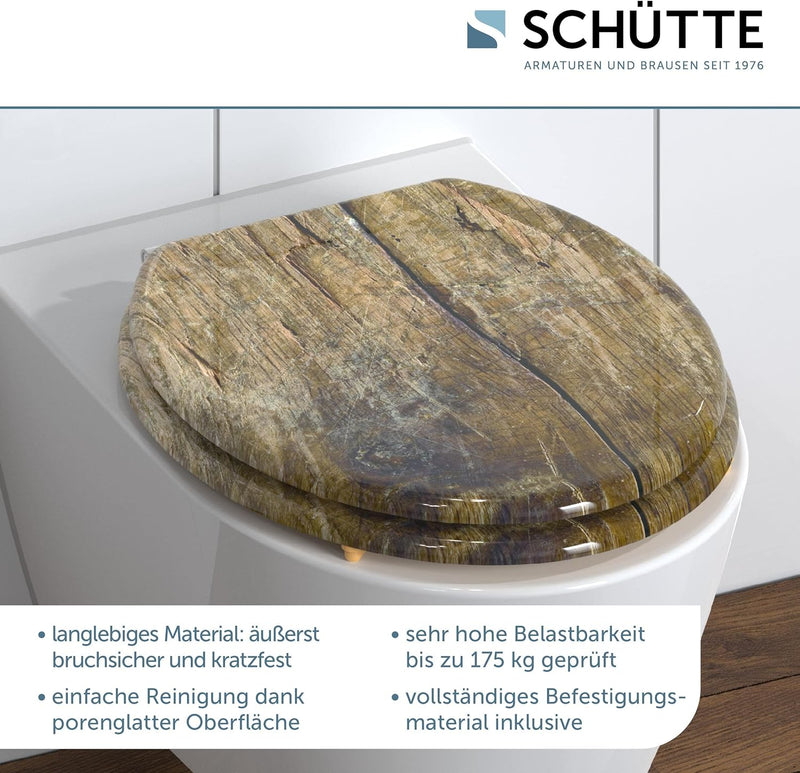 Schütte SOLID WOOD Sitz Holzkern, Toilettensitz passend für viele handelsüblichen WC-Becken, max. Be