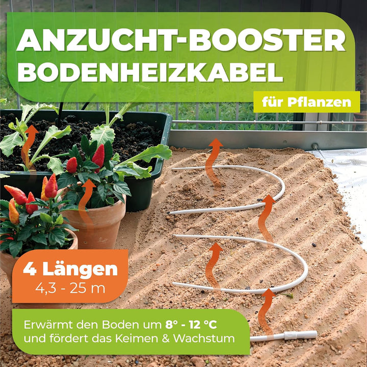 BioGreen Bodenheizkabel für die Anzucht | 10 m Heizkabel für Pflanzen | wasserdichtes Erdwärmekabel