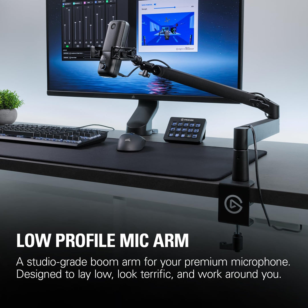 Elgato Wave Mic Arm LP - Low Profile Mikrofonarm mit Kabelkanälen für einen sauberen Arbeitsplatz, T