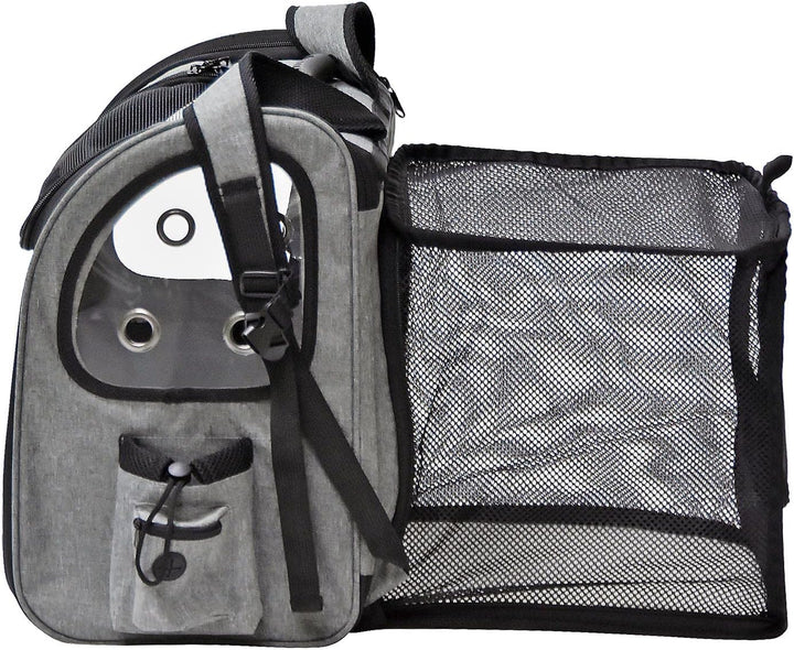 Fudajo Ausziehbarer Haustier Rucksack 27x35,5x41,5 cm bis 6kg, Hunderucksack, Katzenrucksack mit Net