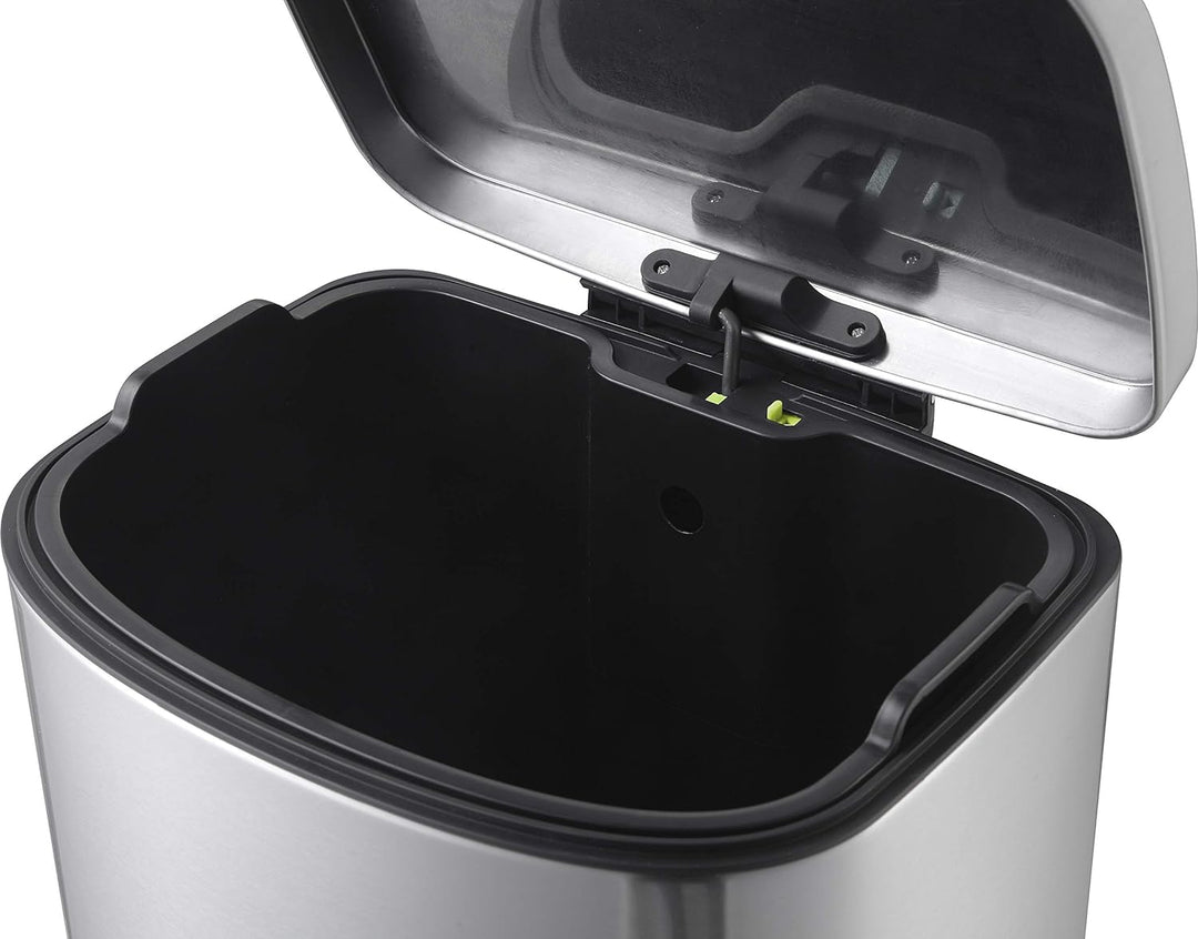 EKO Della Tretmülleimer 50L Edelstahl (41.6 x 37.6 x 69.2 cm, Dämpfer-System, Fingerabdruck frei, Ab