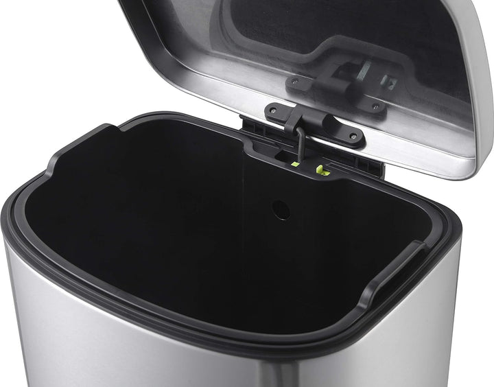 EKO Della Tretmülleimer 50L Edelstahl (41.6 x 37.6 x 69.2 cm, Dämpfer-System, Fingerabdruck frei, Ab