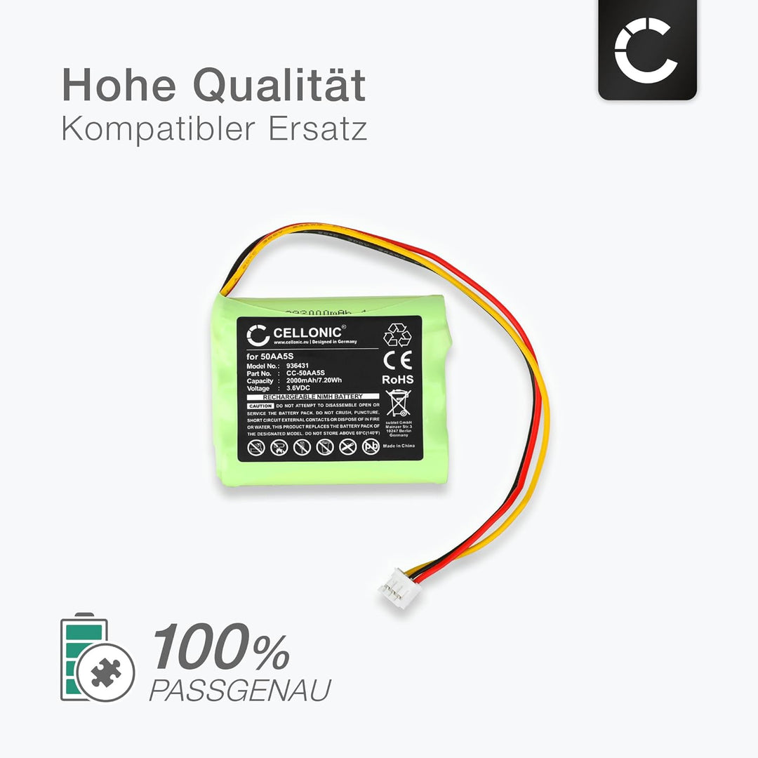 CELLONIC® 3.6V Toniebox Ersatzakku 50AA5S: Tonie Box Akku Ersatz - 2000mAh hoher Kapazität für Lange