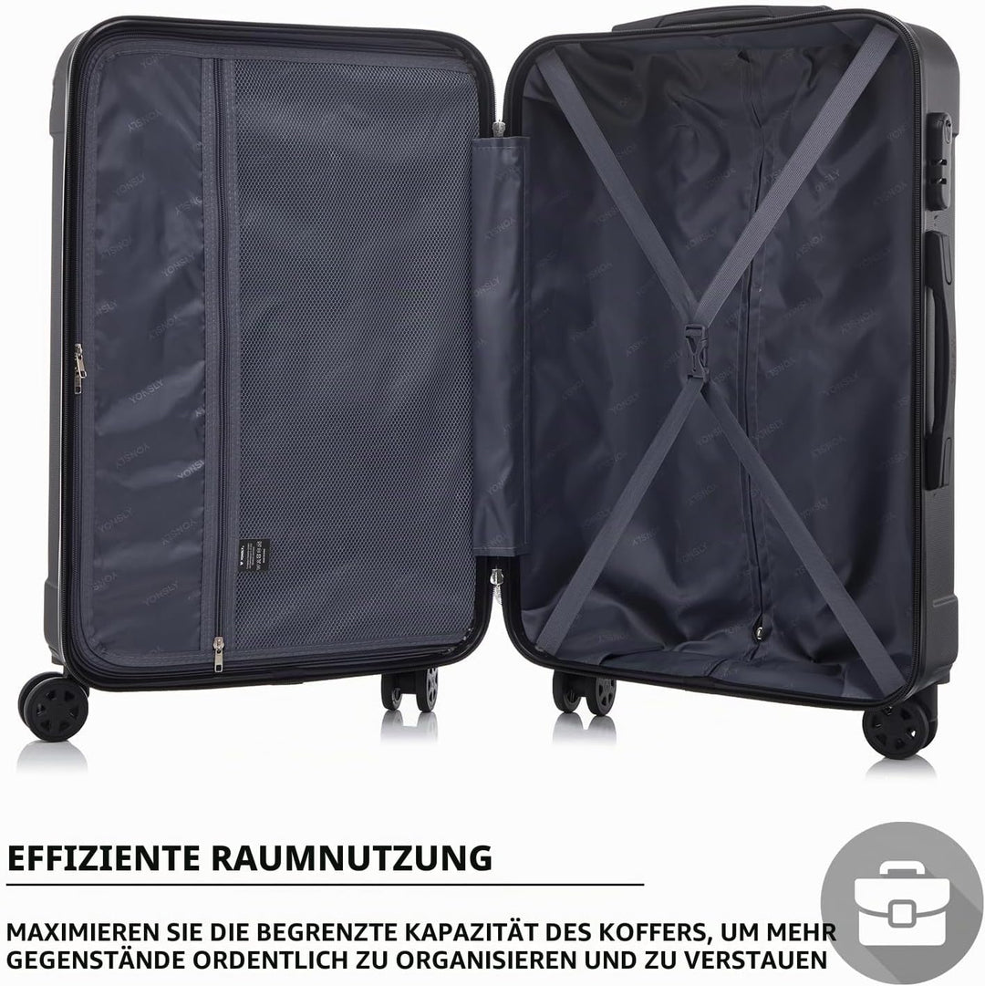 Trolley Koffer Suitcase, Reisekoffer, Rollkoffer Handgepäck, Hartschalenreisekoffer mit 4 Rollen 360