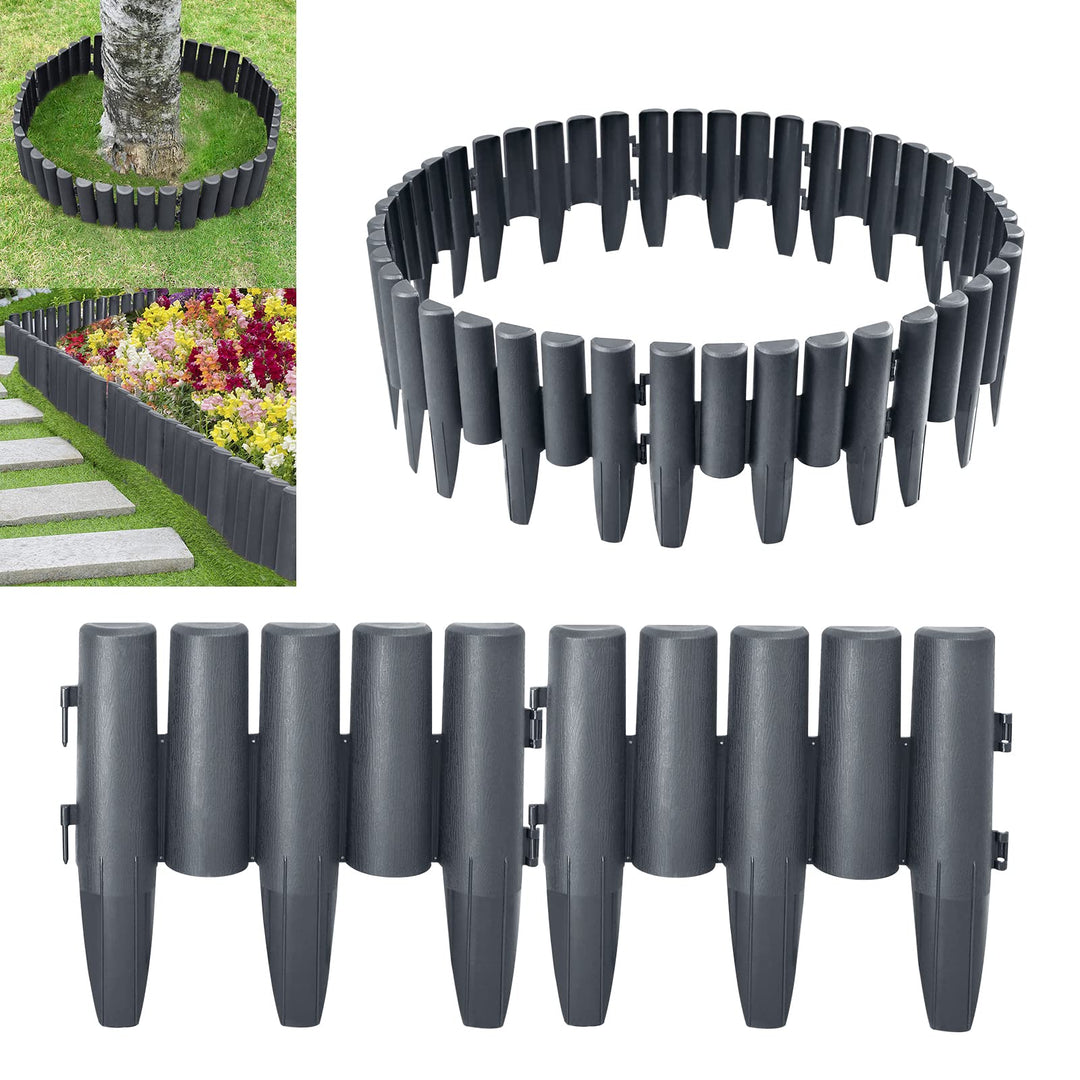 Aufun 30er Set Kunststoff Rasenkante Länge 8,4m Holz Optik Garden Border aus Polypropylen, Beetumran