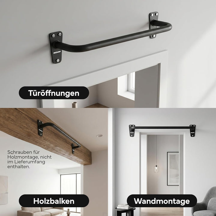 NEOLYMP Klimmzugstange Wandmontage bis 200kg – Stabile Pull Up Bar aus Premium Stahl für Home Gym, O
