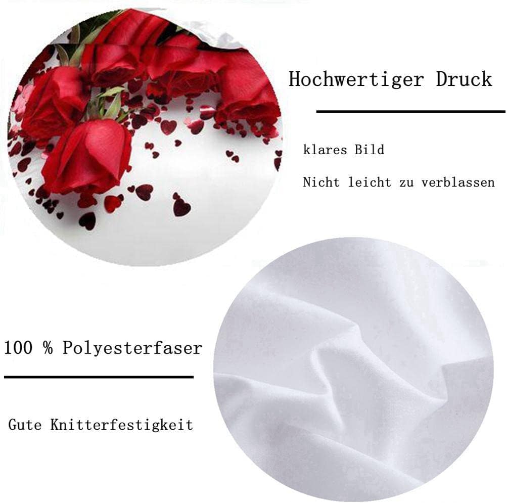 3D Rose Bettbezug Set - Rote Bettwäsche Set für Mädchen - 3 Teilig Mit 2 Kissenbezug (Rot A, 200×200