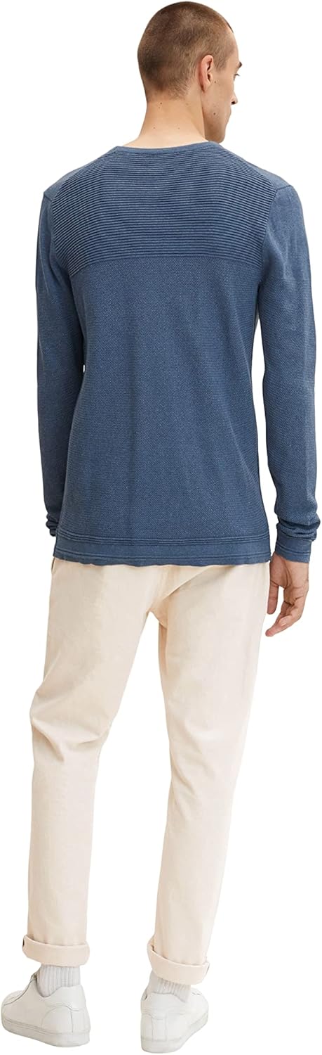 TOM TAILOR Herren Strickpullover im Struktur-Mix S 30278 - China Blue Melange, S 30278 - China Blue