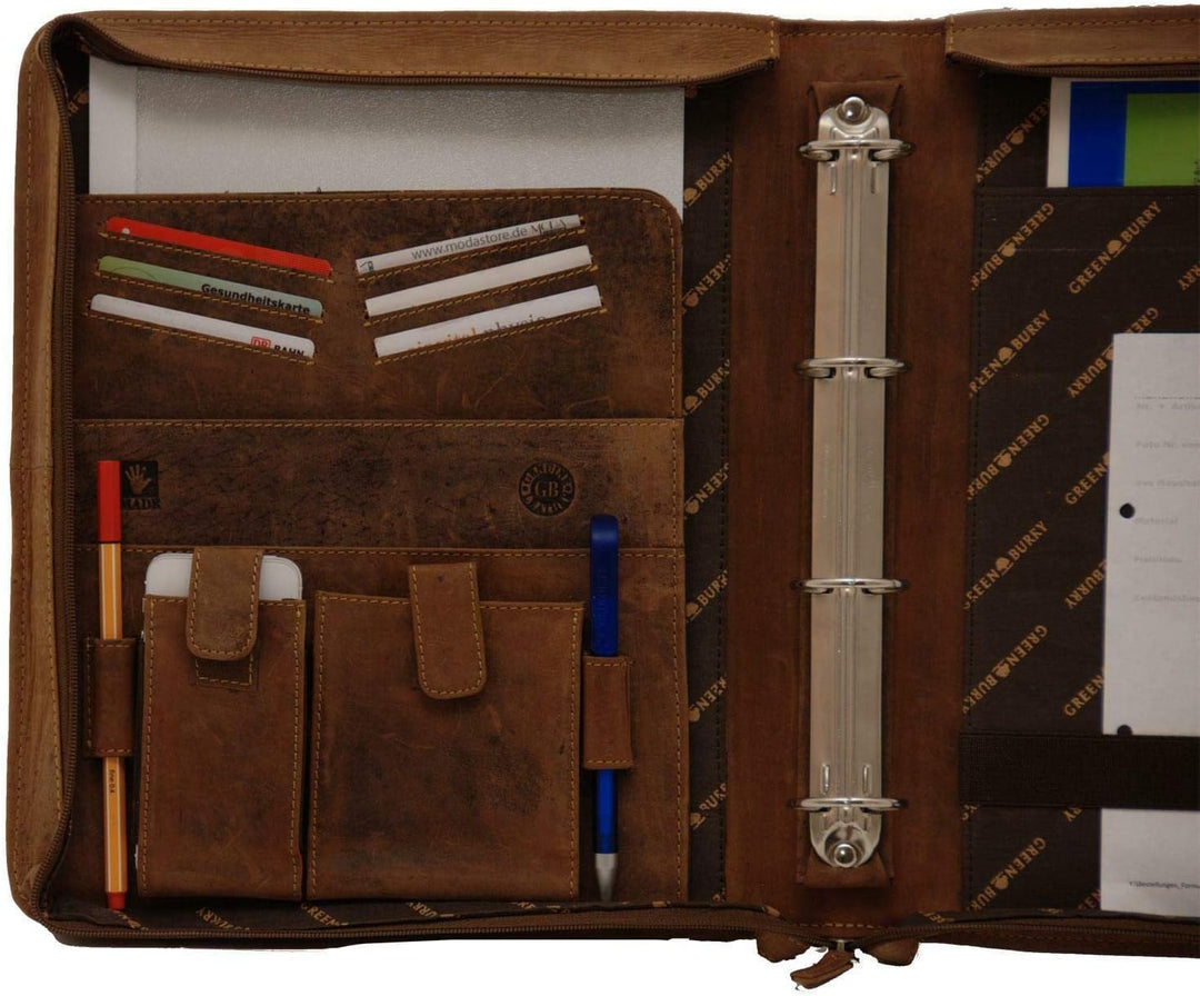 Greenburry Vintage Ringmappe Leder 29 cm Braun, Braun