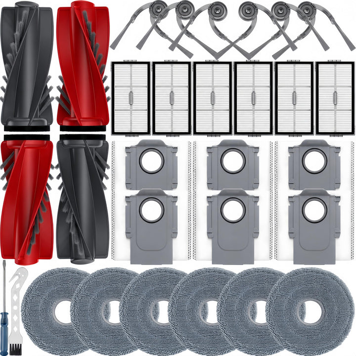30 Stück Zubehör für Roborock Saros 10R/Qrevo Curv 2 Pro/Qrevo CurvX Saugroboter,4 Hauptbürste,6 HEP