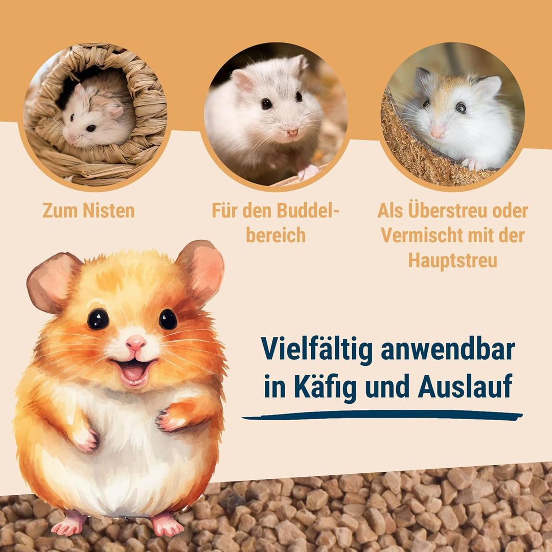 Schicker Mineral Hamsterglück Nussschalenstreu 3,5 kg, staubfreie Einstreu aus Walnussschalen, unbeh
