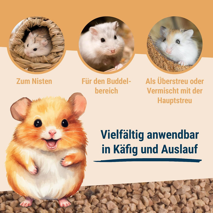 Schicker Mineral Hamsterglück Nussschalenstreu 3,5 kg, staubfreie Einstreu aus Walnussschalen, unbeh