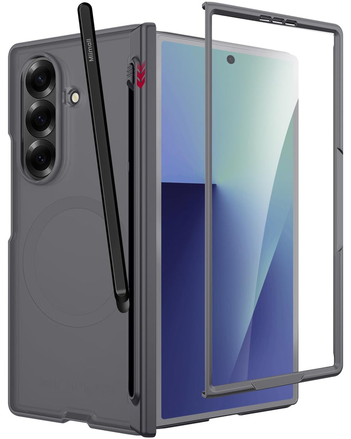 Miimall Kompatibel mit Samsung Galaxy Z Fold 7 Hülle mit Magnet & Stift, HD Displayschutz & Scharnie