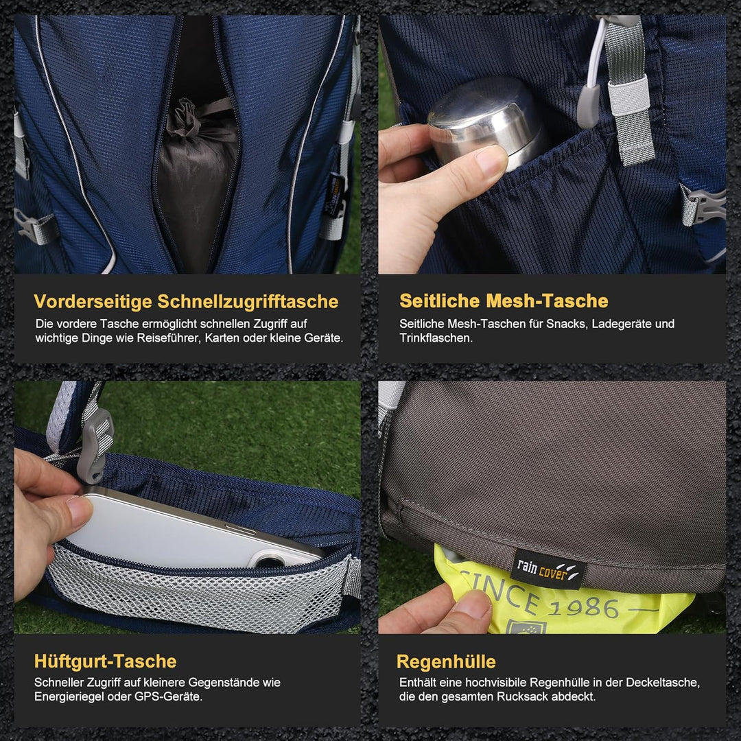 Mountaintop Trekkingrucksack 50L/60L Wanderrucksack Herren Damen Reiserucksack Grosser Rucksack mit