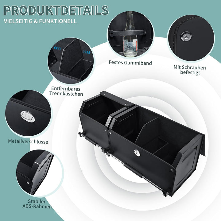 Auto Kofferraum Organizer mit Deckel – 2-in-1 Modulares XXL-Aufbewahrungsbox, Multifunktionaler Koff