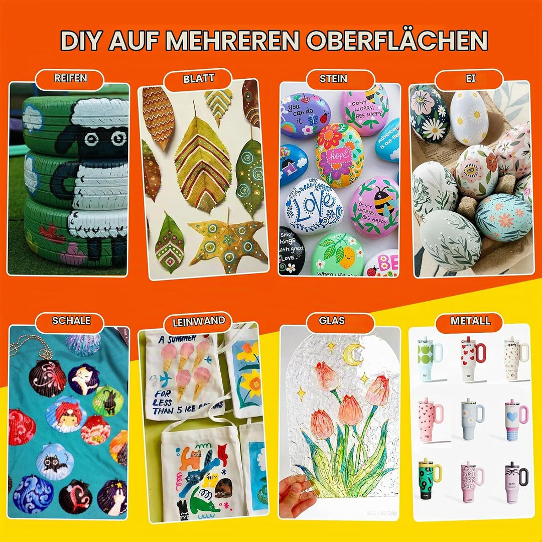 360 Farben Acrylstifte für Steine Wasserfest, Permanent Acrylic Marker, Pinselspitze Acrylstifte für