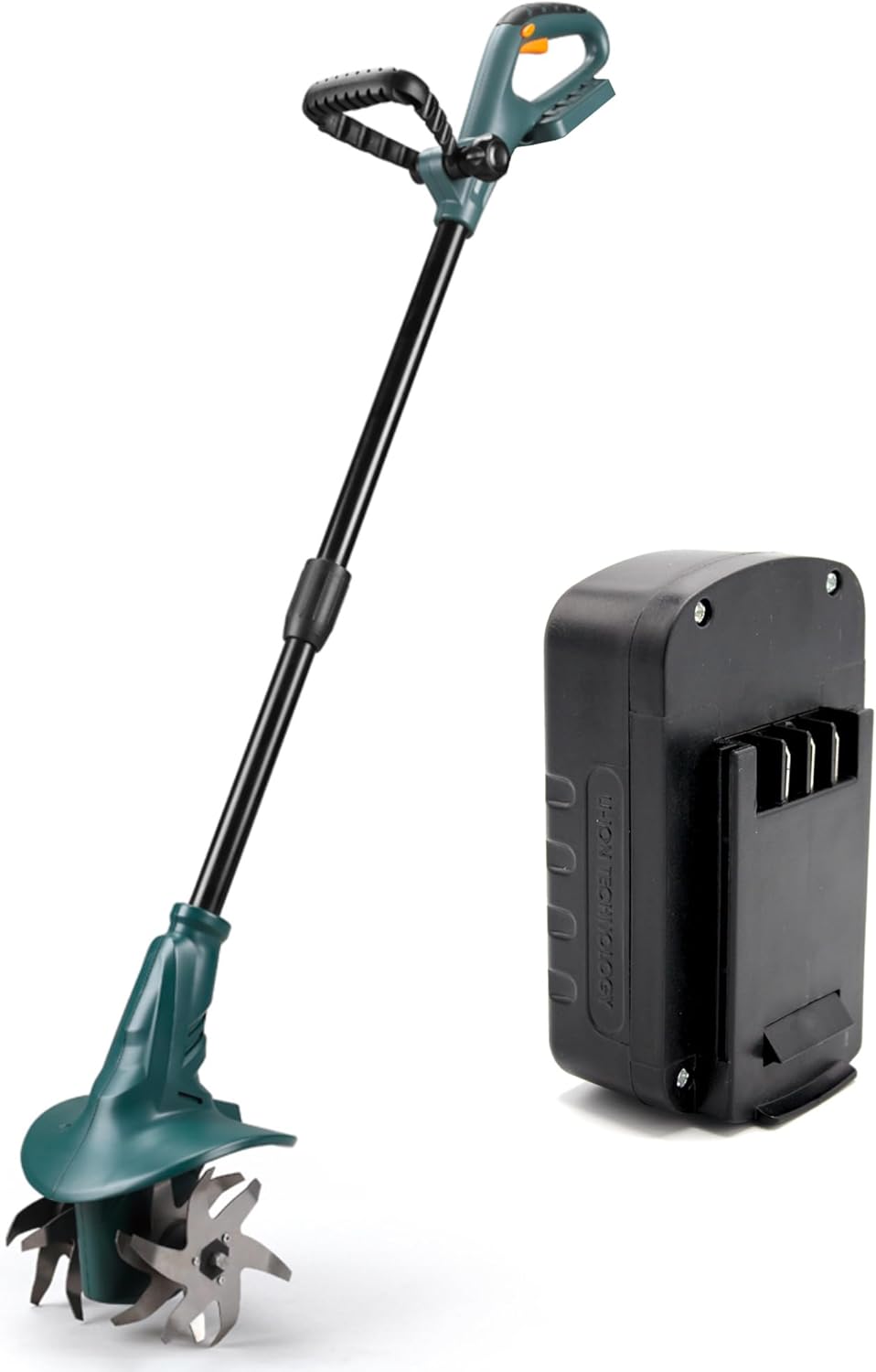 FISHTEC Kabellose Motorhacke mit Lithium Batterie 18V - Arbeitsbreite: 20 cm - Arbeitstiefe: 8 cm -