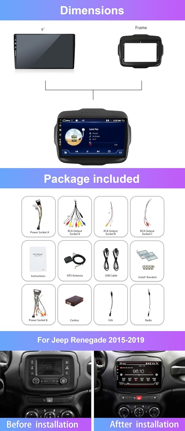 MISONDA Autoradio Android 12.0 für Jeep Renegade 2015–2020 – GPS 2G + 32 GB – kostenlose Rückfahrkam