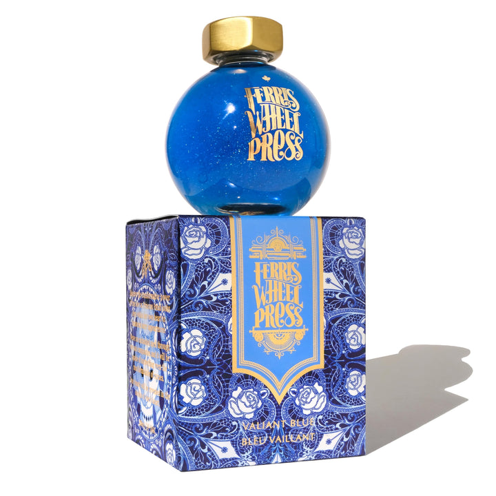 Ferris Wheel Press Ink, FerriTales Collection, Valiant Blue with Green/Gold Shimmer, 85ml Fountain P