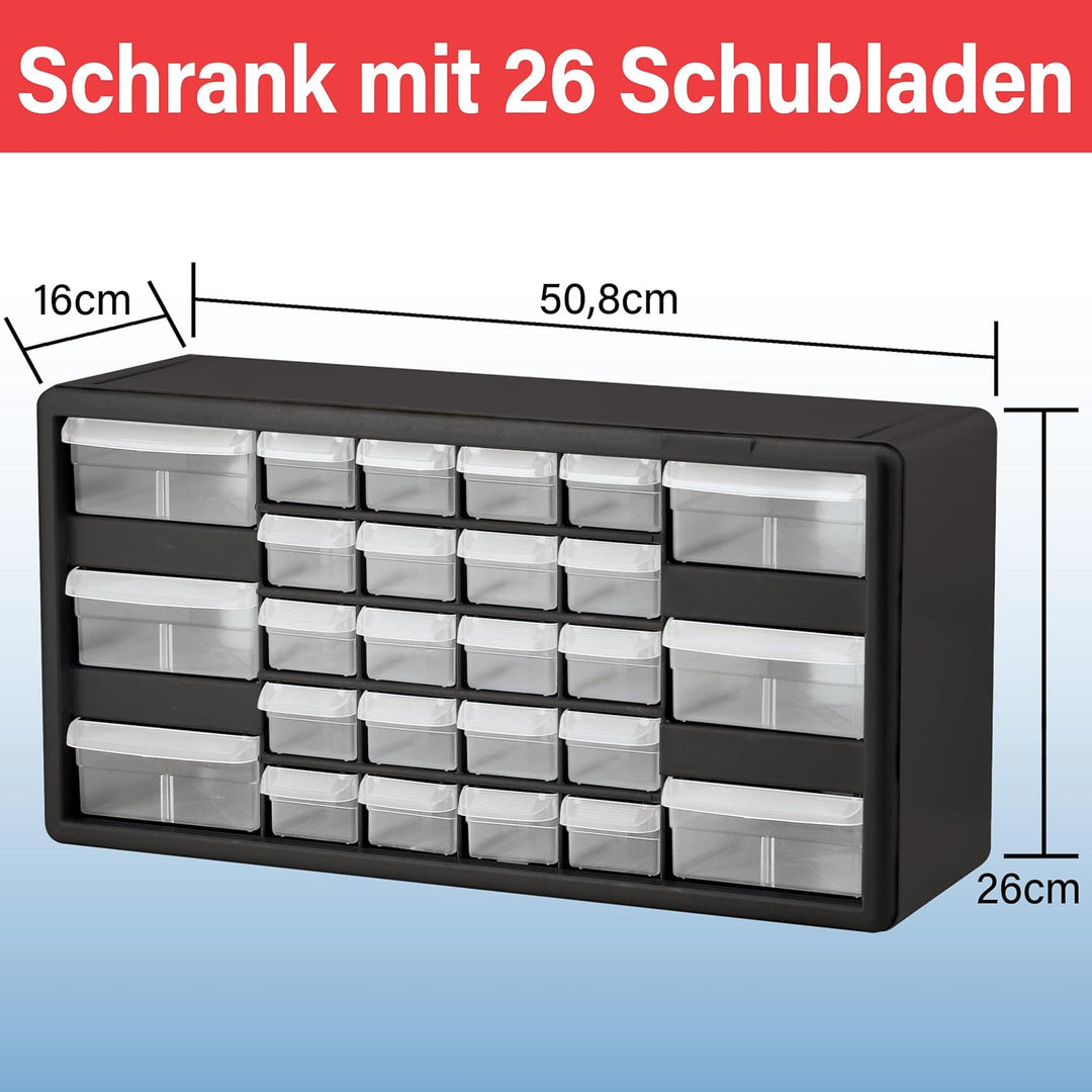 Akro-Mils 10126 26-Drawer Plastic Drawer Storage Cabinet for Garage Organization, Lego Storage, Teac