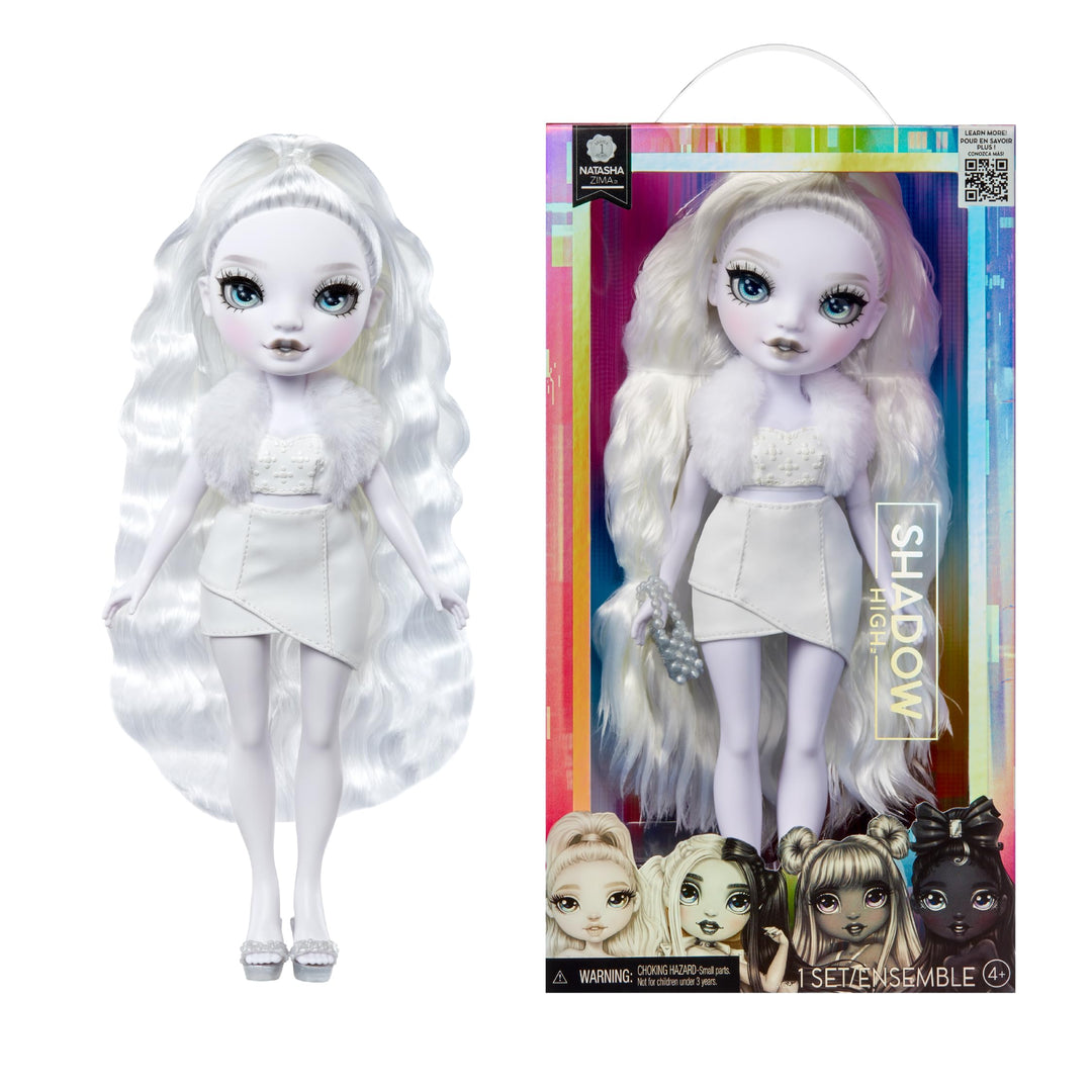 Rainbow High Shadow High Natasha Zima - 28 cm Modepuppe in Grauschattierungen, Weisses Haar und Outf