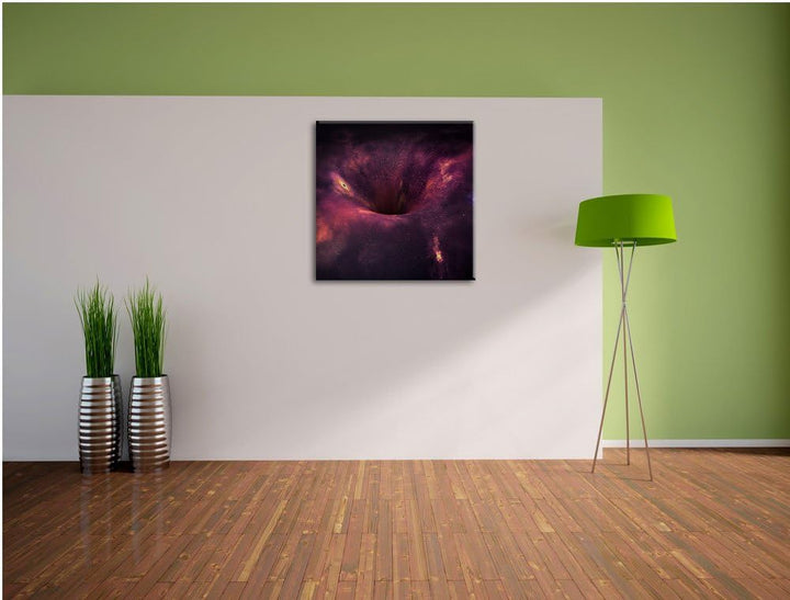 Schwarzes Loch im Weltall, Format: 70x70 auf Leinwand, XXL riesige Bilder fertig gerahmt mit Keilrah