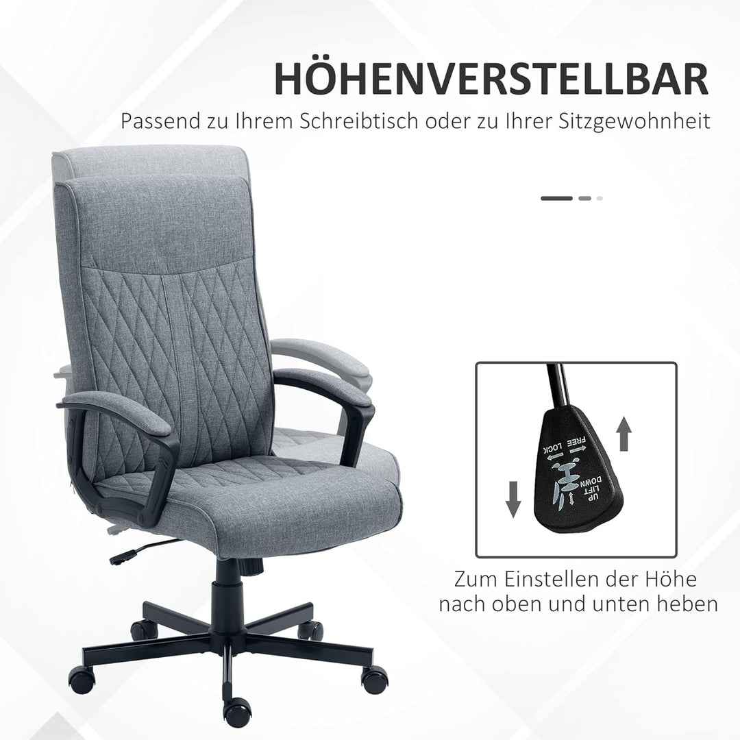 Vinsetto Bürostuhl mit Wippfunktion, Ergonomischer Schreibtischstuhl, Höhenverstellbarer Computerstu
