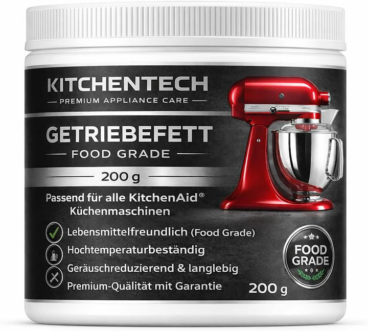 Reparatur-Set für KitchenAid Küchenmaschinen – Getriebefett 200g + Getriebedichtung + Antriebszahnra