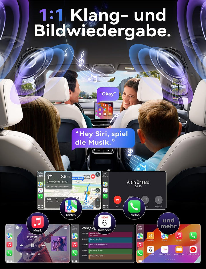 CarPlay Wireless Adapter für iPhone, Stabiler Schneller Mini, Superschnelle Upgrade von Wired auf Wi