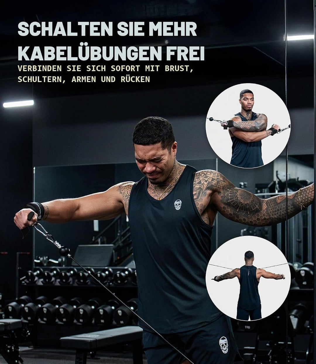 Gymreapers GripLink Gewichthebergurte mit robustem D-Ring und rutschfestem Silikon-Griffperle, gepol