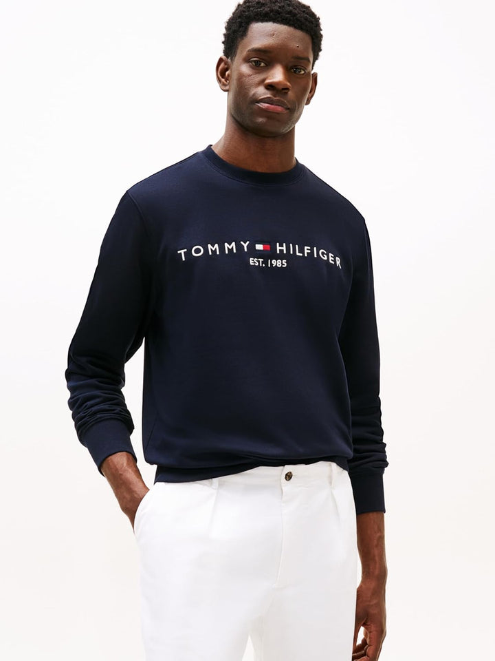 Tommy Hilfiger Herren Sweatshirt Tommy Logo ohne Kapuze XS Blau (Desert Sky), XS Blau (Desert Sky)