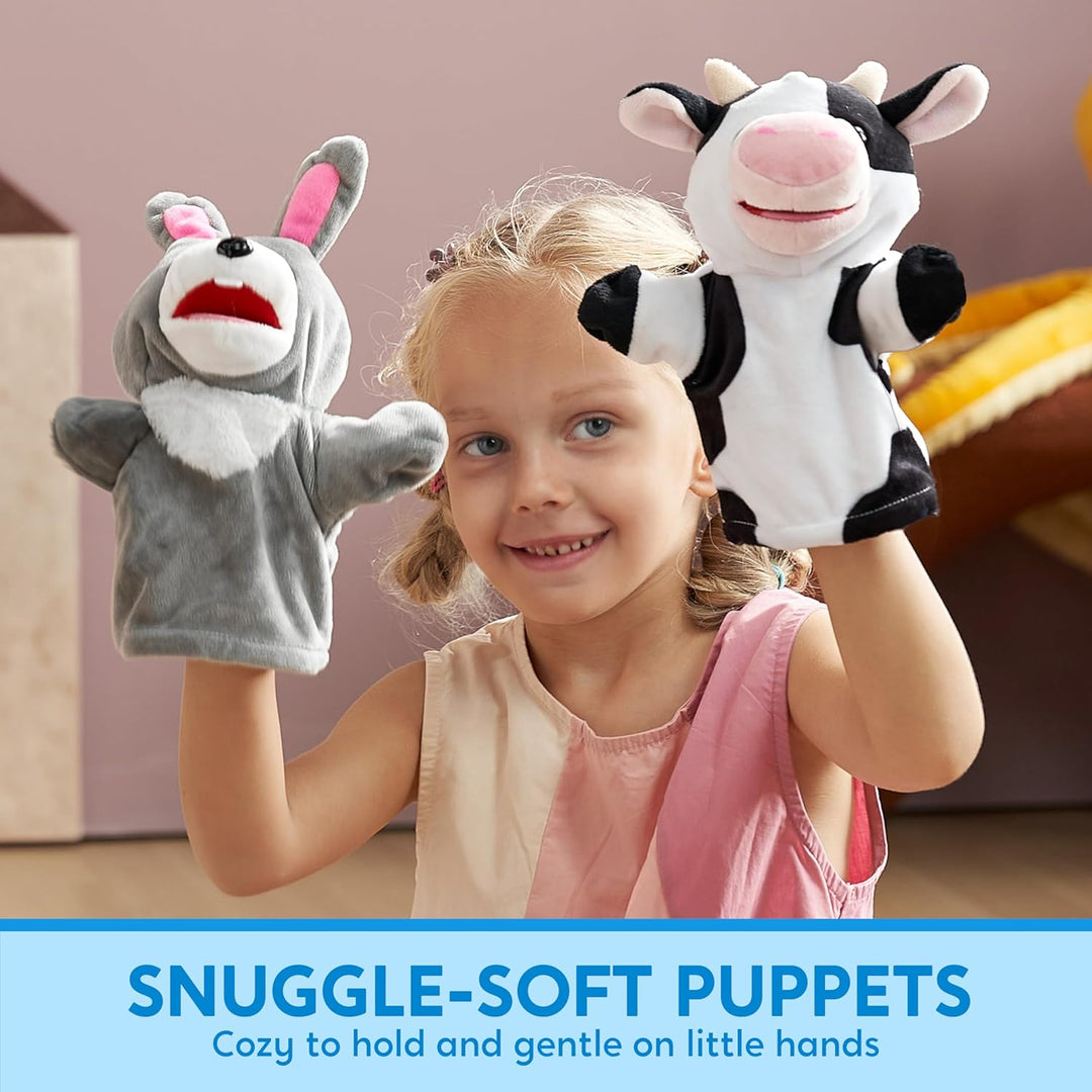 JOYIN 6 Stück Tier Handpuppen Spielzeug Set für Kinder,Freunde Im Tiergarten, Deluxe plüschtiere Kin