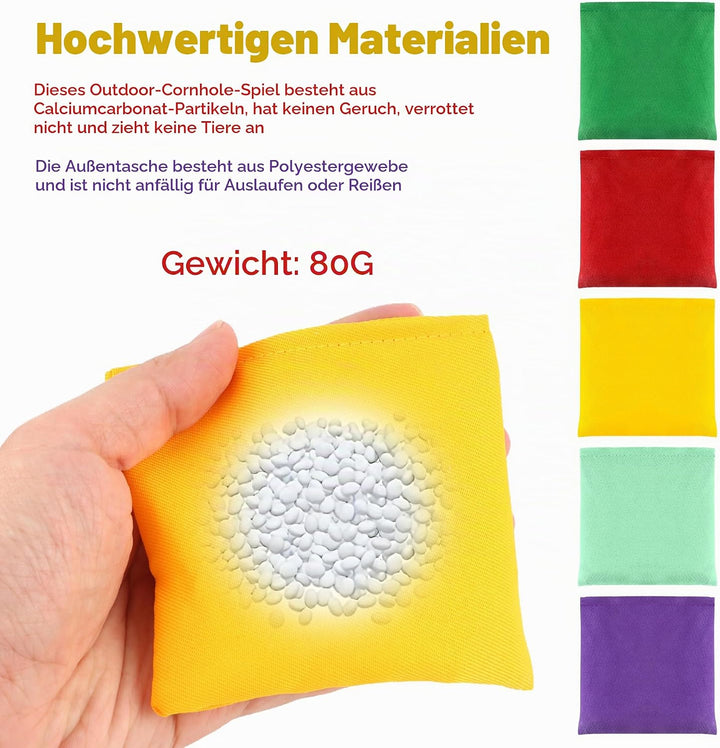 15 Stück Cornhole Säckchen - 10x10cm Wurfsäckchen Bohnensäckchen Set Sitzsäcke Werfen Bean Bags Wurf