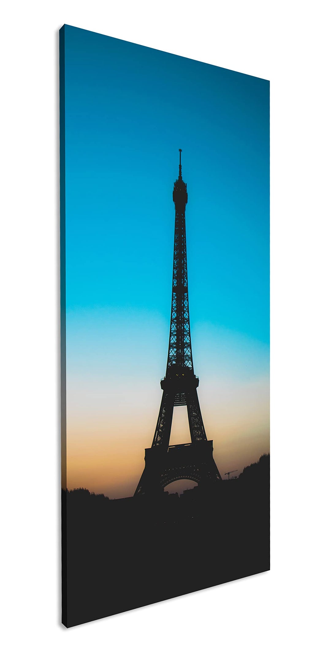 Pariser Eifelturm Panorama 80x40 cm als Leinwandbild, Motiv fertig gerahmt auf Echtholzrahmen, Hochw