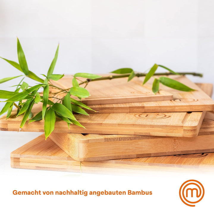 MasterChef Schneidebretter Holz, Schneidebretter Bambus, 38cm x 27,5cm 34cm x 23,5cm 23cm x 15cm, Sp